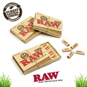 RAW Natural Pre-Rolled Filter Tips unbleached paper pack