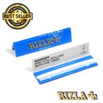 Rizla King Size Blue Slim rolling papers booklet and packaging.