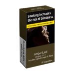 Bulk stacked Amber Leaf tobacco pouches for wholesale distribution.